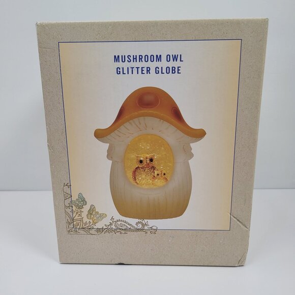Cracker Barrel Mushroom Owl Glitter Globe NIB - Picture 3 of 12